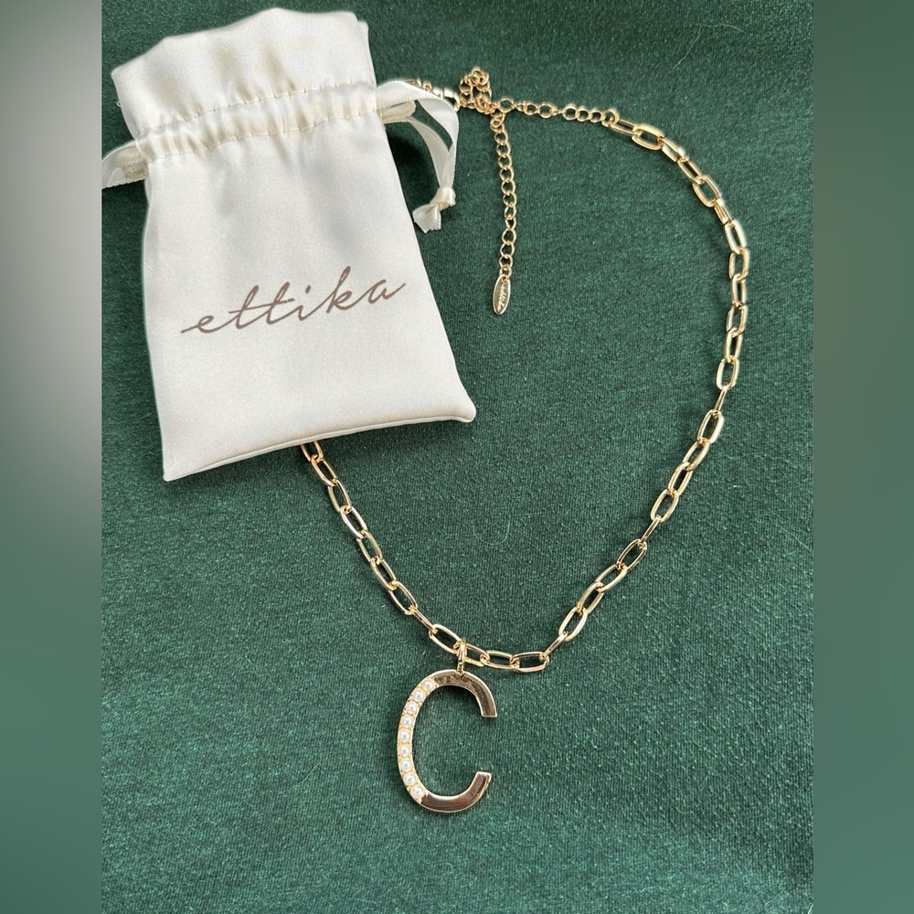 Ettika Imitation Pearl C Initial Necklace